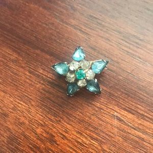 1930s star pin blue teal brooch